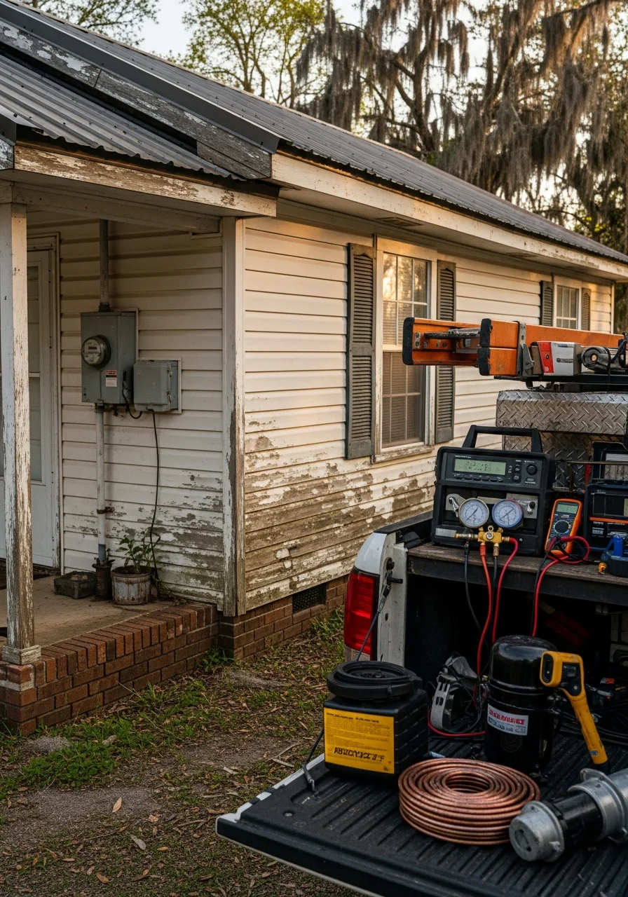 Detail of professional service work on a Winnsboro area property.